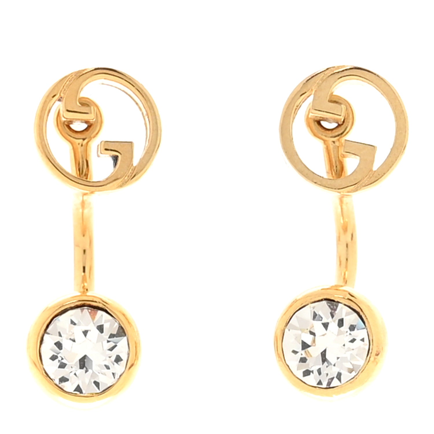 Gucci Metal Crystal Blondie Drop Earrings Gold 1 of 4