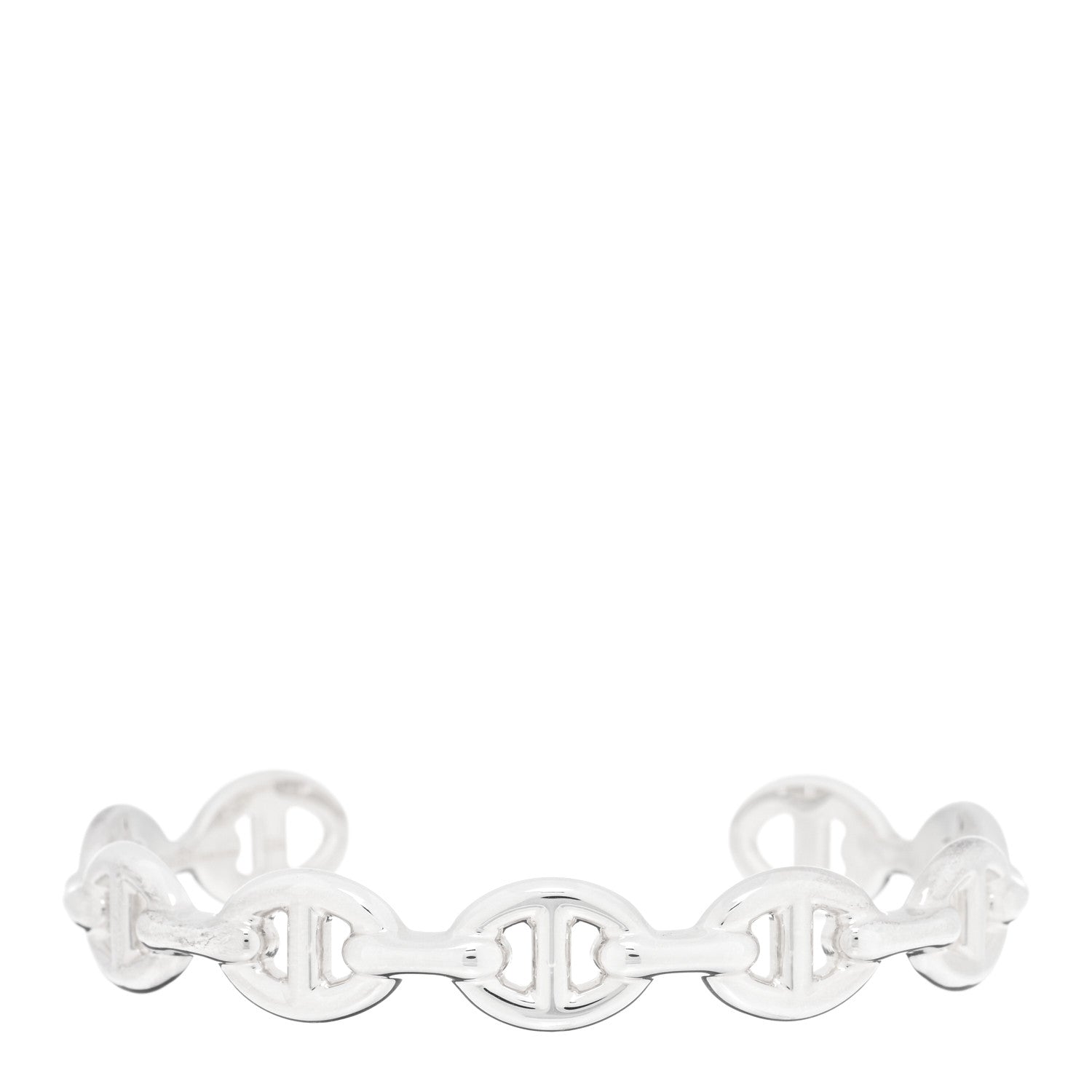 Hermes Sterling Silver MM Chaine d'Ancre Enchainee Cuff Bracelet SH 1 of 3