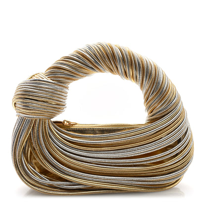 Bottega Veneta Tubular Laminated Lambskin Mini Jodie Gold Silver 1 of 10