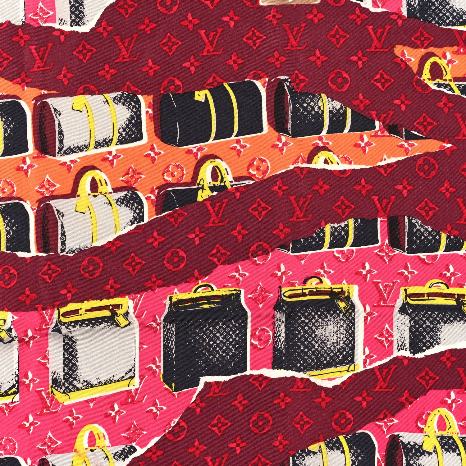 Louis Vuitton Silk Voyages Keepall Square Scarf Fuchsia Multicolor 2 of 3