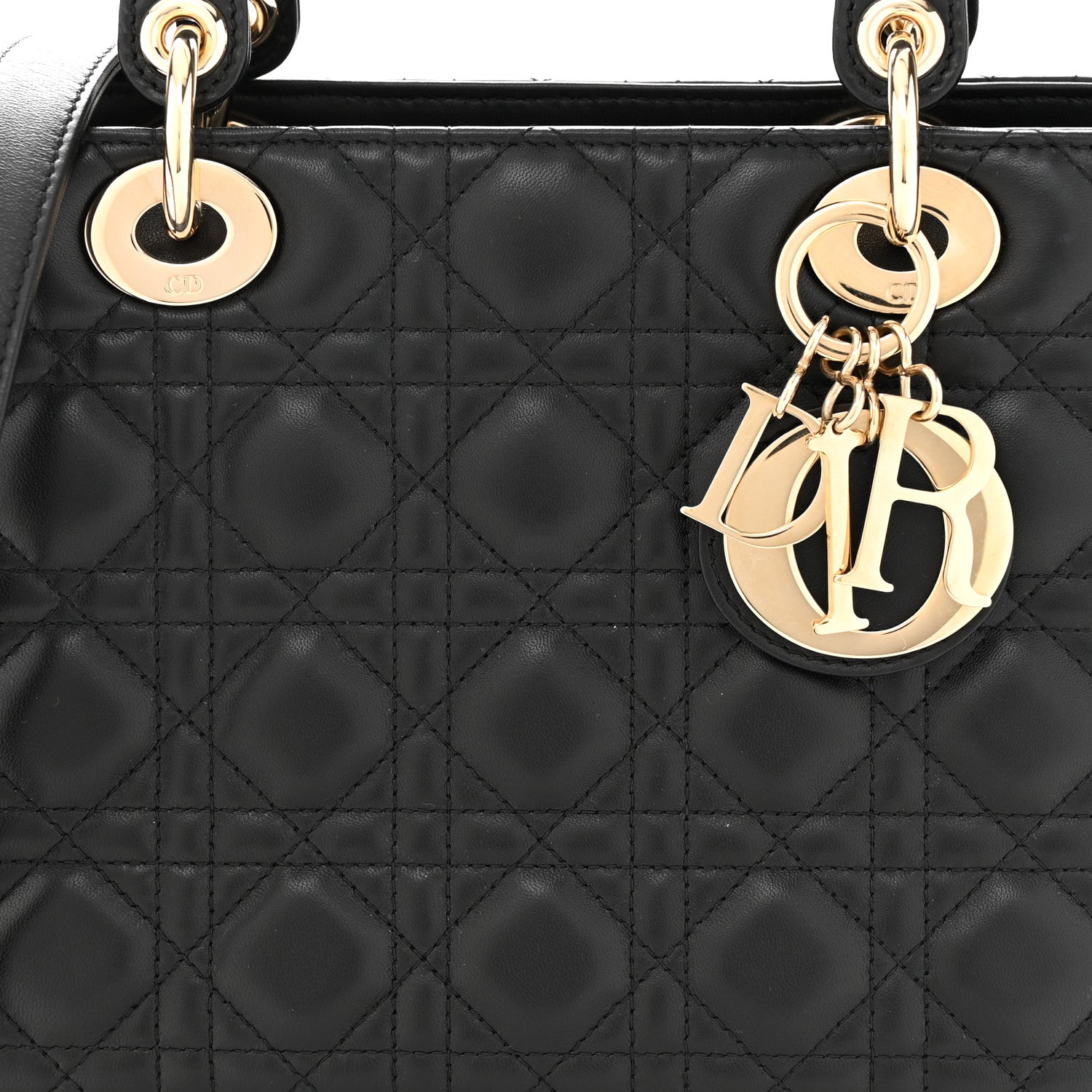 Christian Dior Lambskin Cannage Medium Lady Dior Black 8 of 11