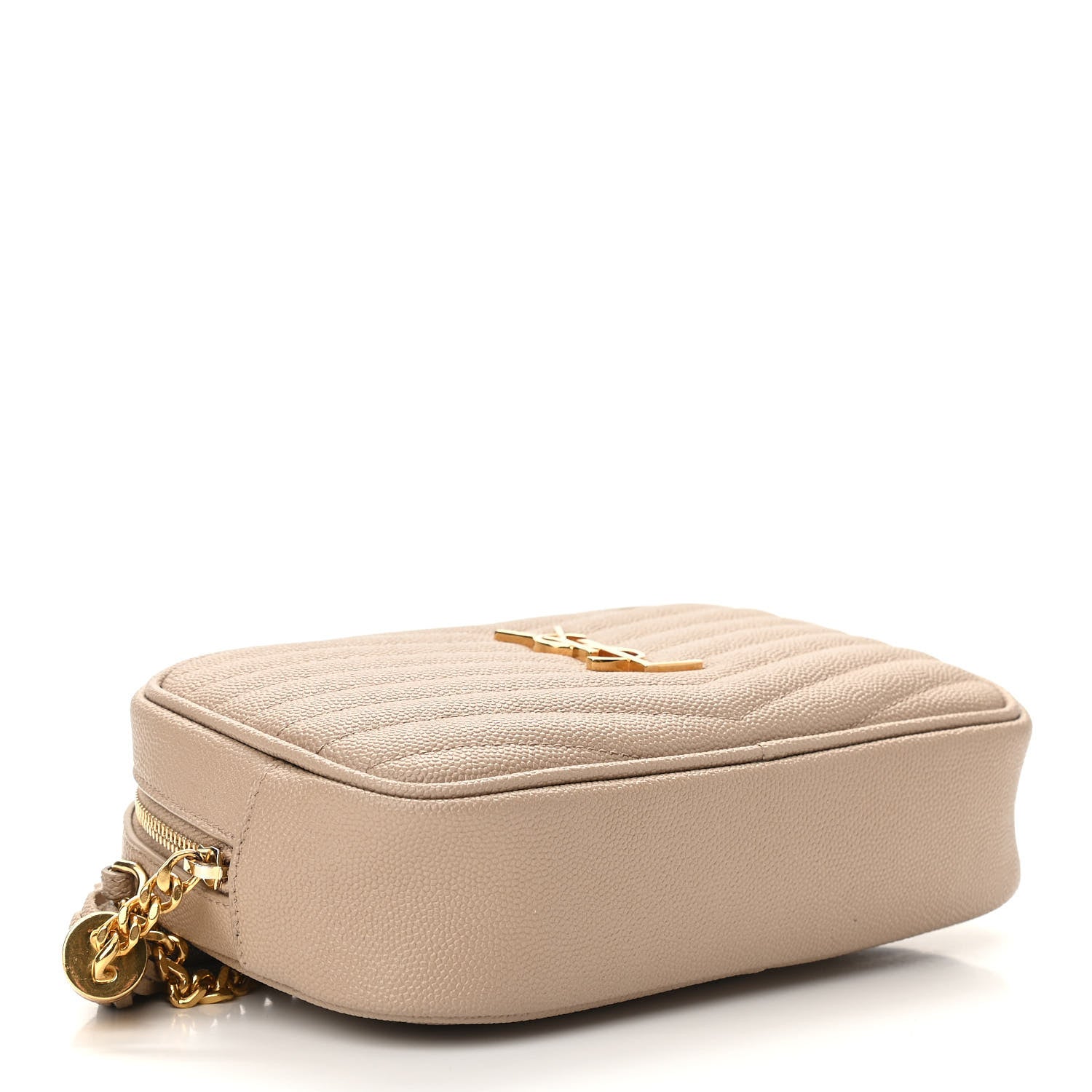 Saint Laurent Grain De Poudre Matelasse Monogram Mini Lou Camera Bag Dark Beige 4 of 10