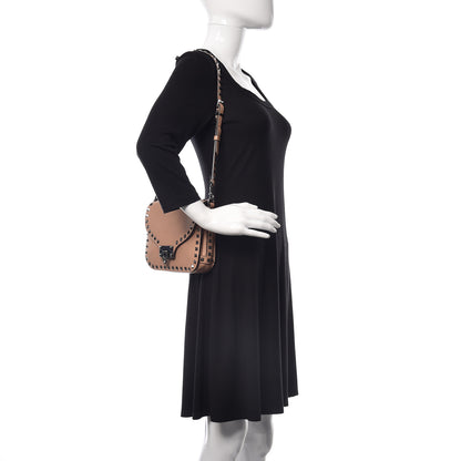 Valentino Garavani Pebbled Calfskin Rockstud Shoulder Flap Messenger Bag Soft Noisette 2 of 10