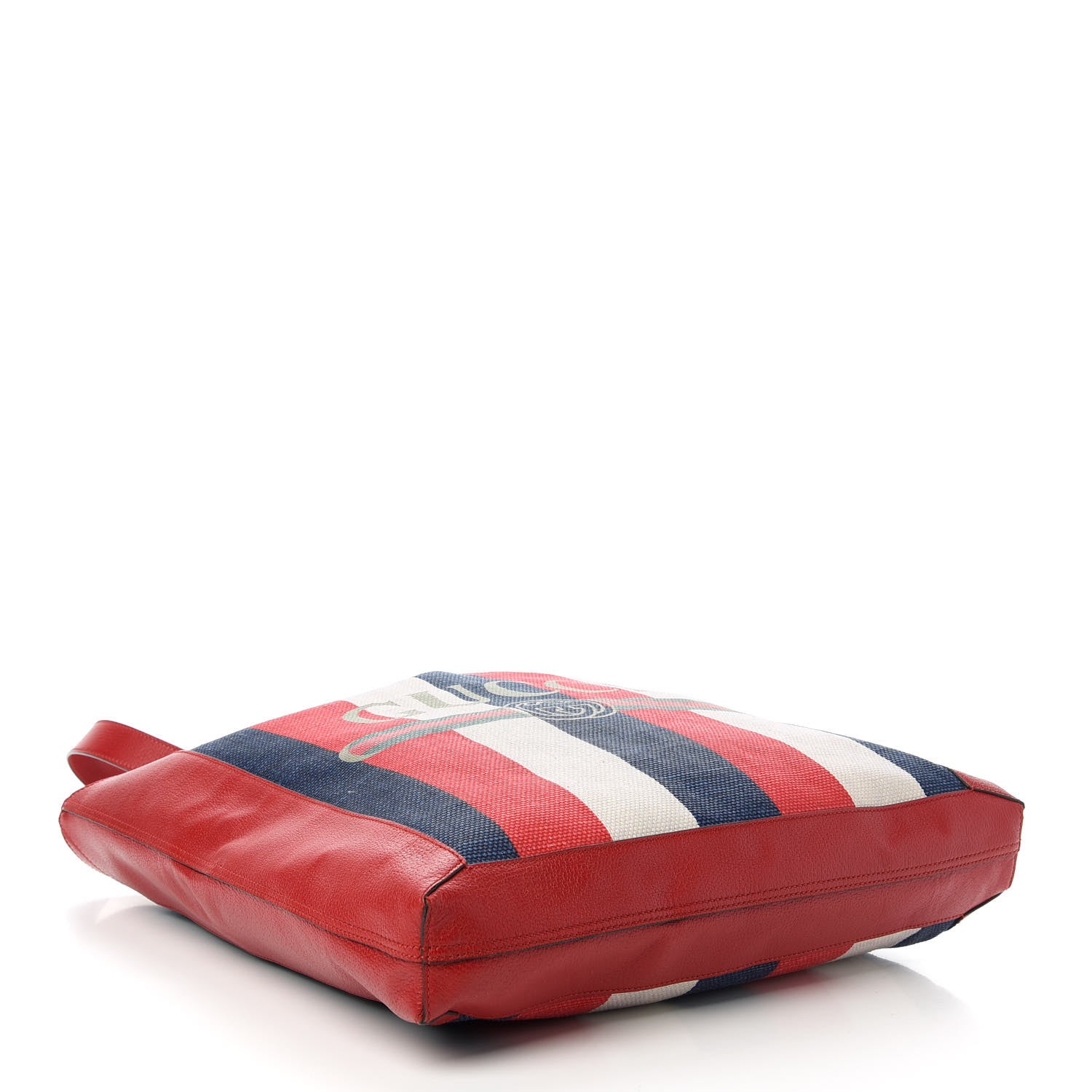 Gucci Canvas Calfskin Sylvie Stripe Logo Mens Tote Red White Blue 4 of 10