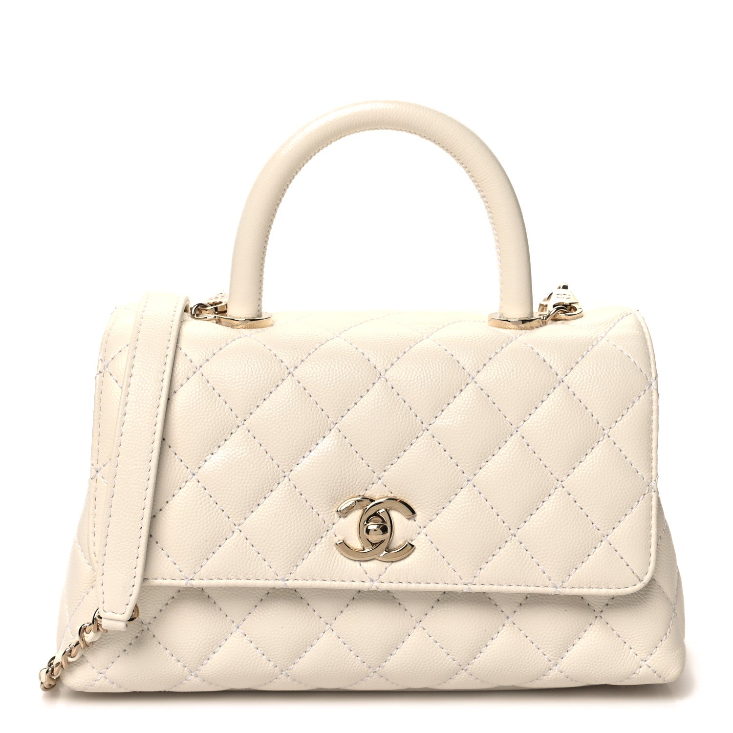 Chanel Caviar Quilted Mini Coco Handle Flap White 1 of 13