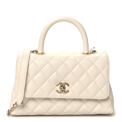 Chanel Caviar Quilted Mini Coco Handle Flap White 1 of 13