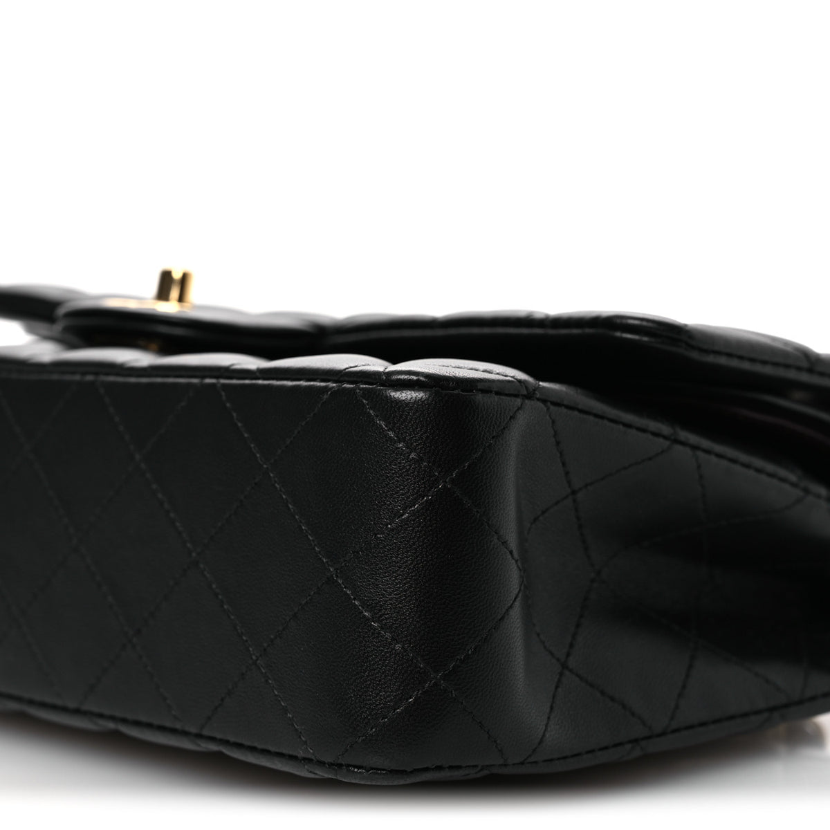 Lambskin Quilted Medium Double Flap Black