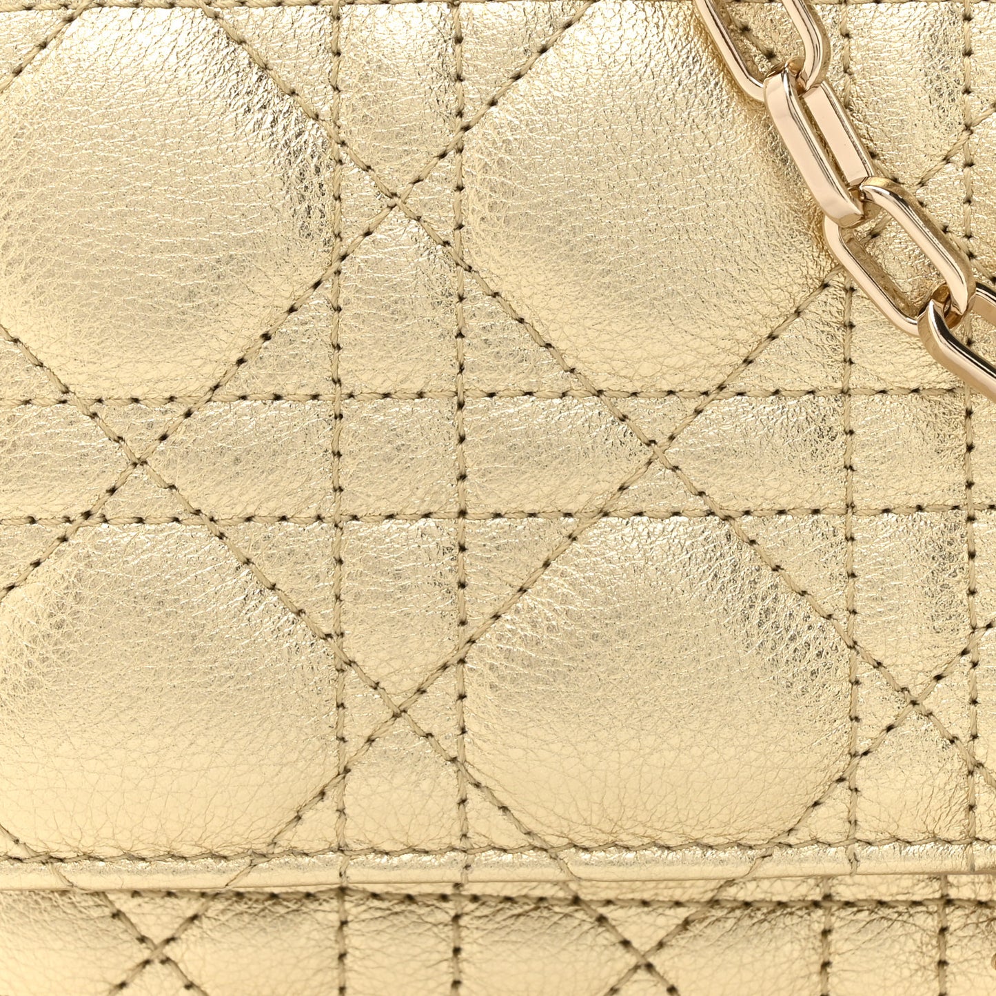 Metallic Lambskin Cannage Mini My Dior Bag Gold