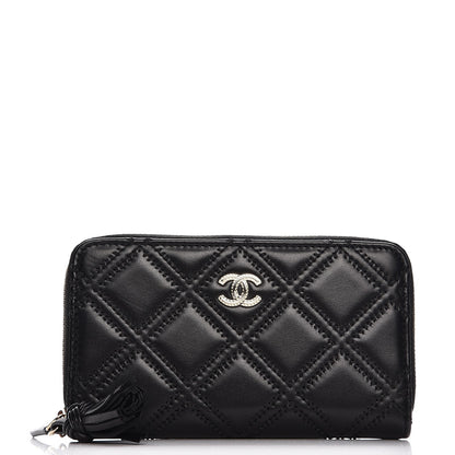 Chanel Lambskin Quilted Medium Zip Around Wallet Black 1 of 9