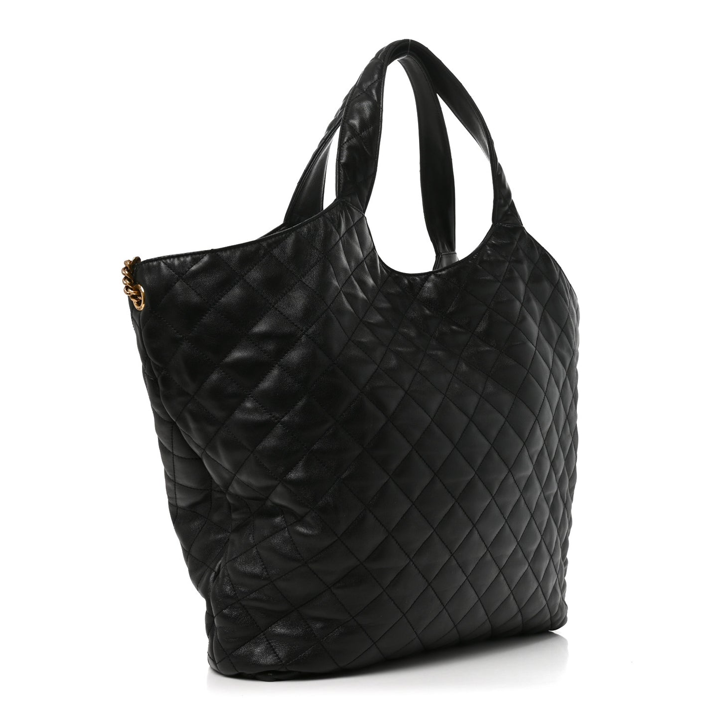 Lambskin Quilted Maxi Icare Shopping Tote Black