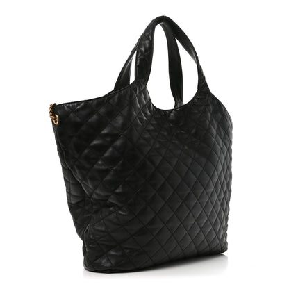 Saint Laurent Lambskin Quilted Maxi Icare Shopping Tote Black 3 of 10