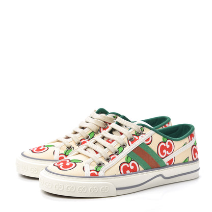 Gucci Canvas Web GG Apple Womens 1977 Tennis Sneakers 37 Ivory Red Mystic White New Shamarock 3 of 7