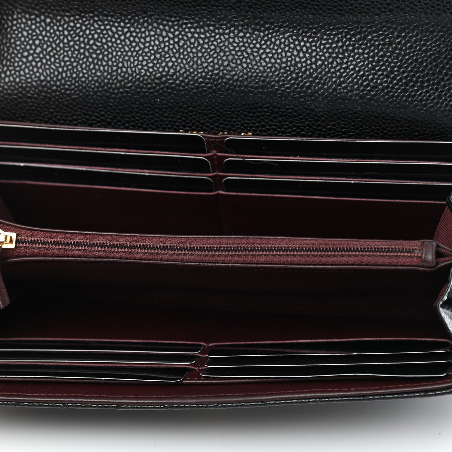 Caviar Quilted Large Gusset Flap Wallet Black