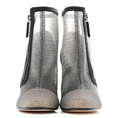 Chanel Mesh Grosgrain Cap Toe Short Boots 37.5 Beige Black 3 of 11