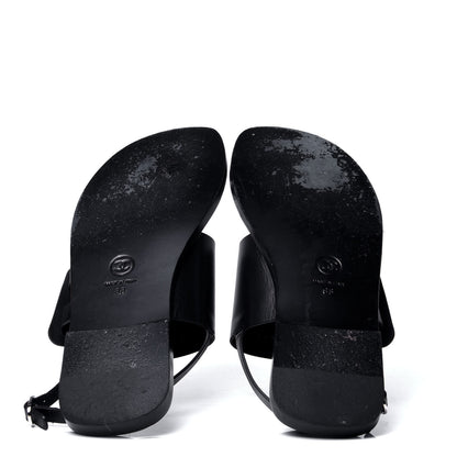 Chanel Goatskin CC Sandals 38 Black 5 of 6