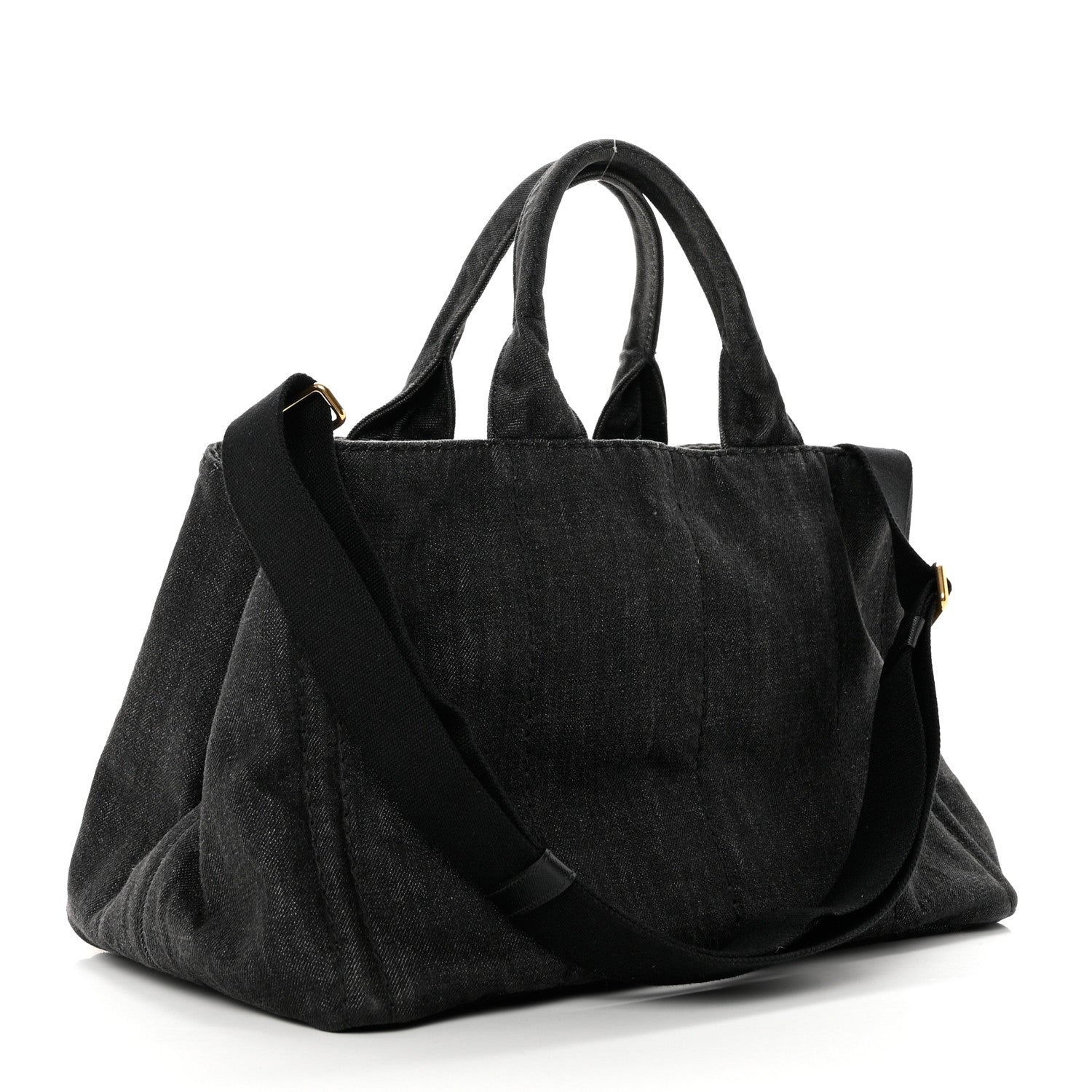 Prada Denim Logo Tote Black 2 of 7