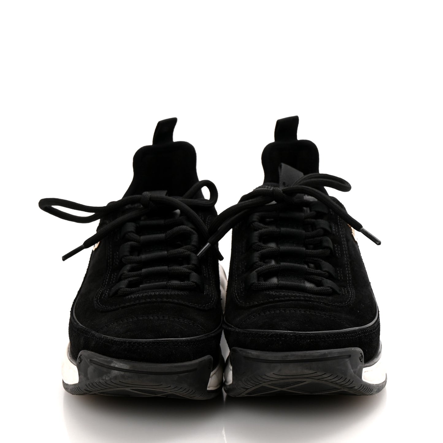 Suede Calfskin Nylon Grosgrain CC Sneakers 38.5 Black