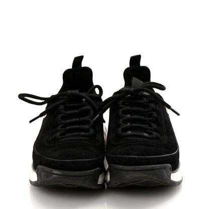 Chanel Suede Calfskin Nylon Grosgrain CC Sneakers 38.5 Black 3 of 11