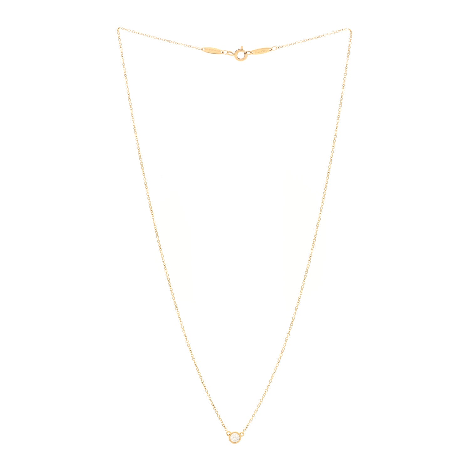 Tiffany 18K Yellow Gold Diamond .20ct Elsa Peretti Diamonds by the Yard Pendant Necklace 3 of 4