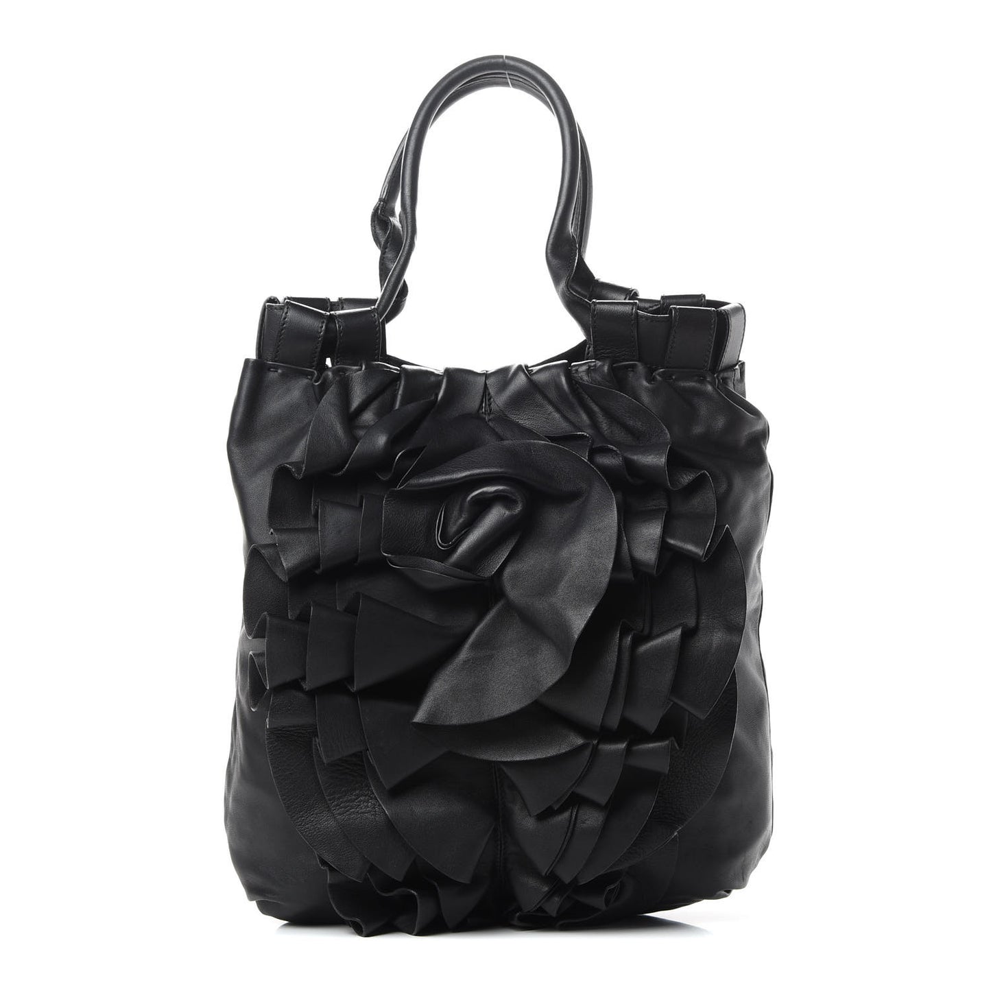 Nappa Pleated Tote Black