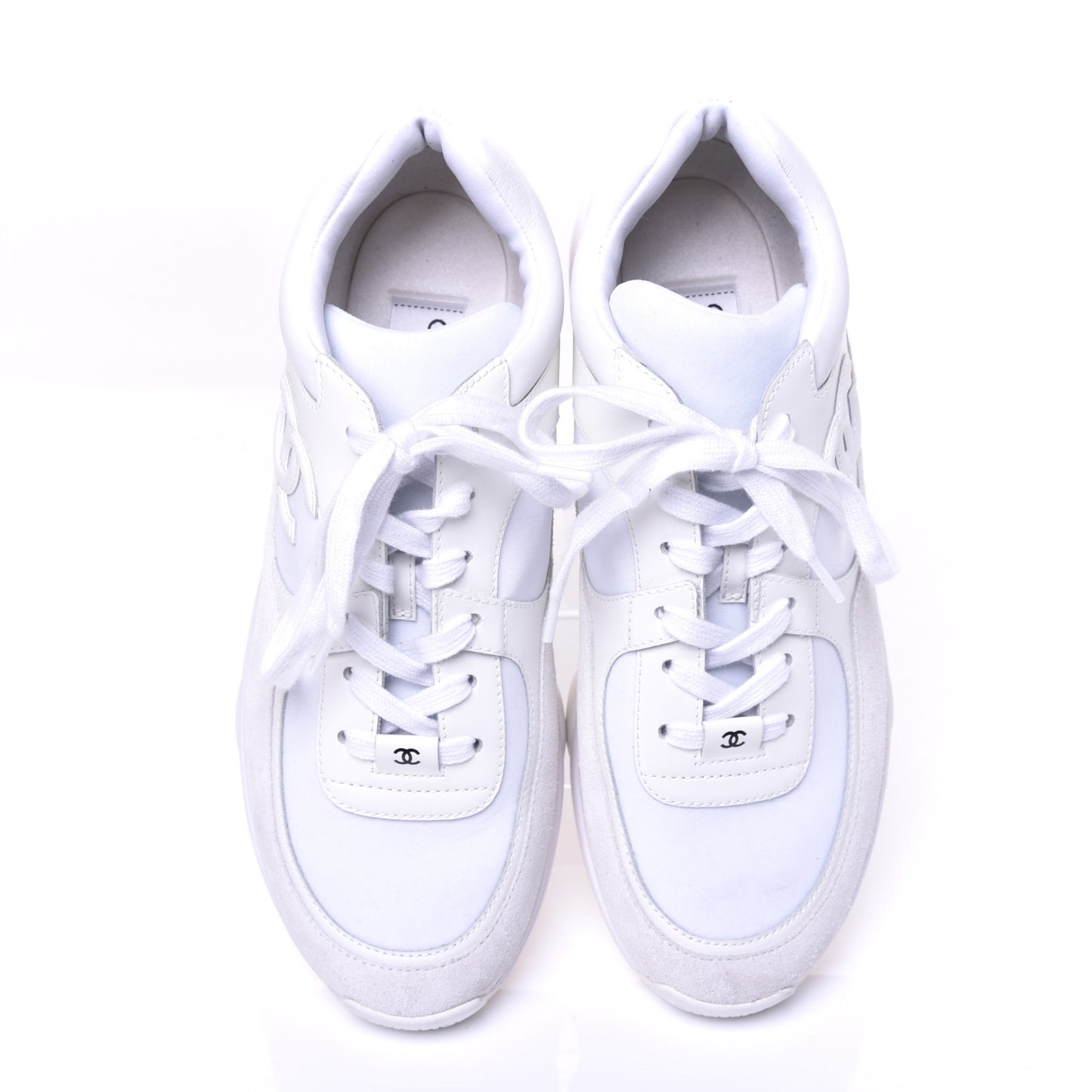 Lambskin Fabric Suede CC Sneakers 40.5 White