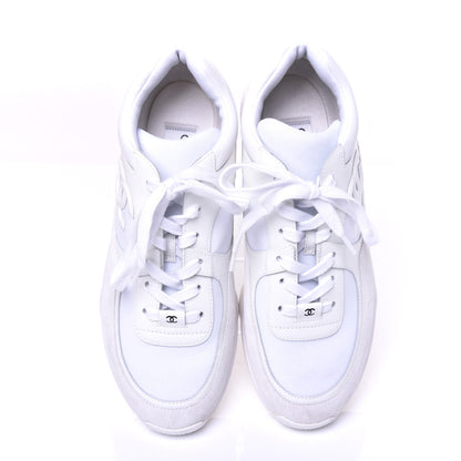 Chanel Lambskin Fabric Suede CC Sneakers 40.5 White 5 of 9