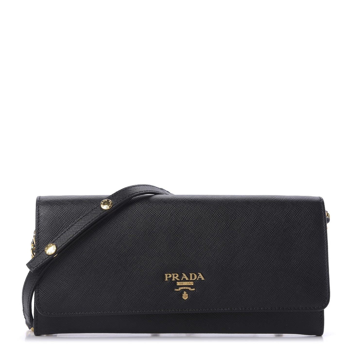 Saffiano Metal Oro Chain Wallet Black