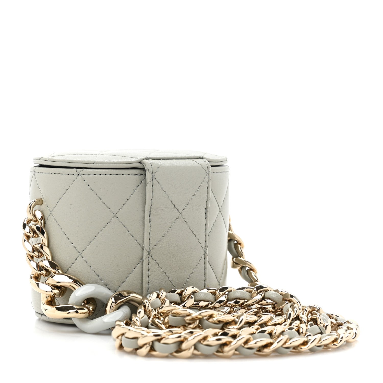 Chanel Lambskin Quilted Mini Vanity Case With Chain Grey 3 of 10