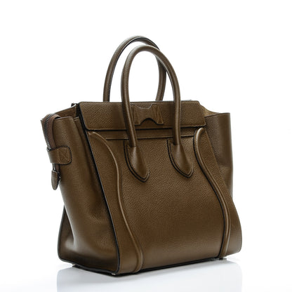 Celine Drummed Calfskin Mini Luggage Moss Green 3 of 10