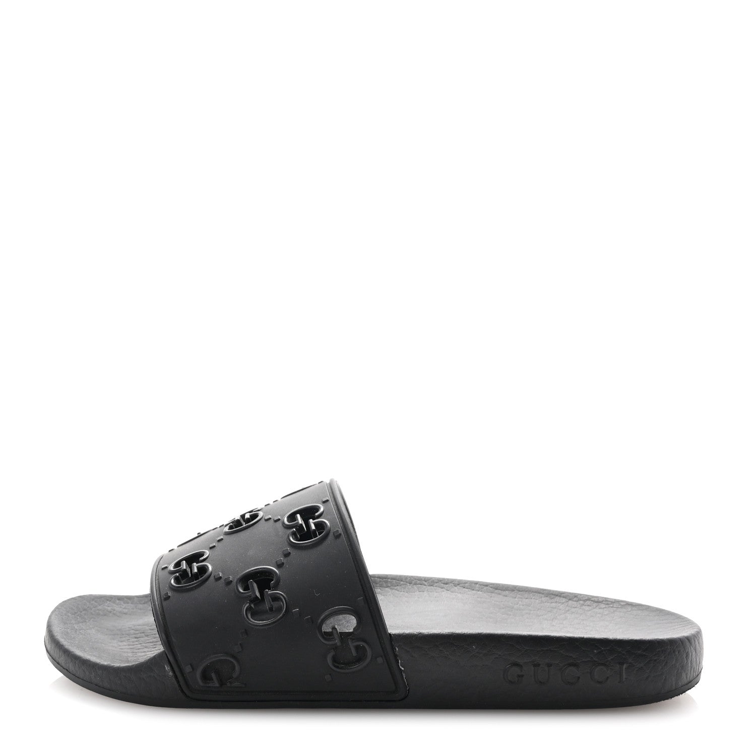Gucci Rubber GG Monogram Perforated Womens Slide Sandals 35 Black 1 of 8
