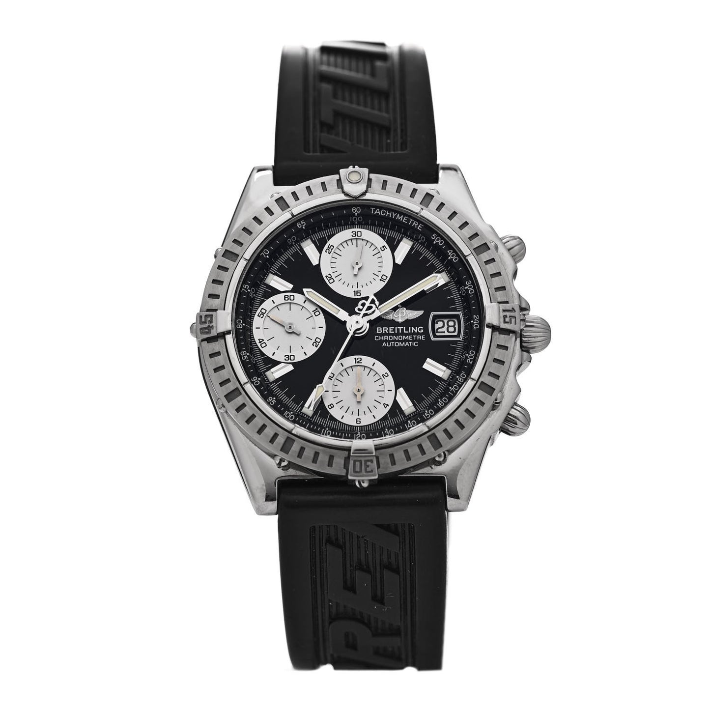 Stainless Steel Rubber 39mm Chronomat Automatic Watch Black A13352