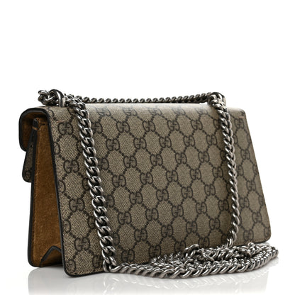 Gucci GG Supreme Monogram Suede Crystal Small Dionysus Shoulder Bag Beige Ebony Taupe 2 of 10