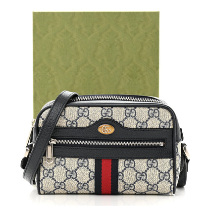 Gucci GG Supreme Monogram Textured Dollar Calfskin Web Mini Ophidia Shoulder Bag Beige Blue 11 of 11