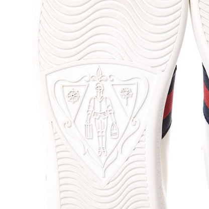 Gucci Calfskin Nappa Web LOVED Embroidered Womens Ace Sneakers 40 White Red Flame Notte 8 of 11