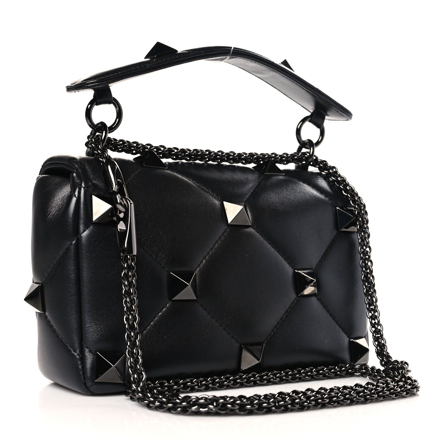 Valentino Garavani Nappa Monochrome Medium Roman Stud Shoulder Bag Black 3 of 8