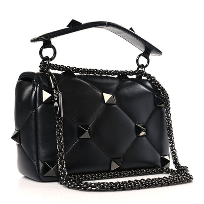 Valentino Garavani Nappa Monochrome Medium Roman Stud Shoulder Bag Black 3 of 8