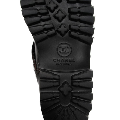 Chanel Calfskin Quilted Biker Boots 36 Marron Fonce 9 of 17
