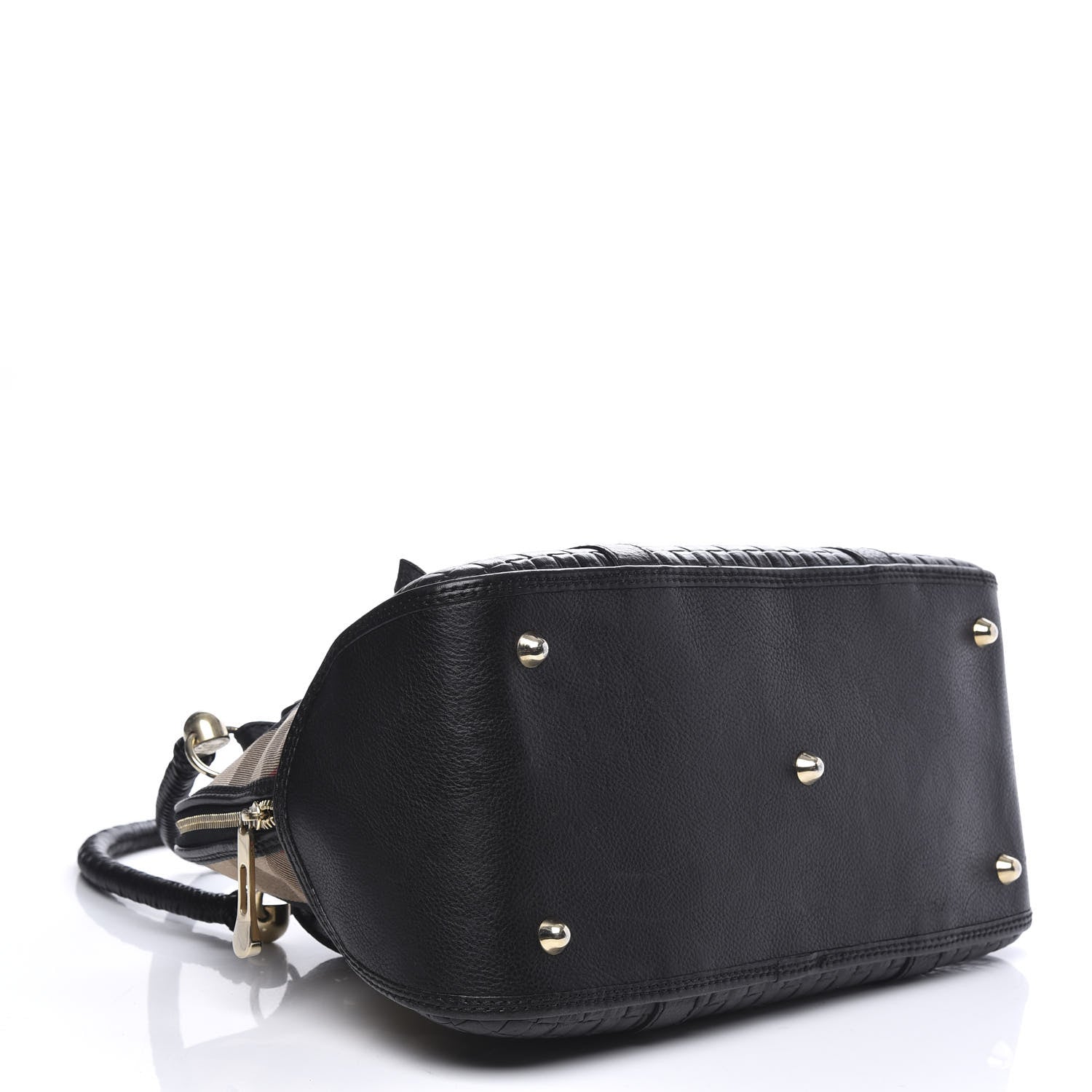 Burberry Canvas House Check Woven Satchel Black 3 of 9