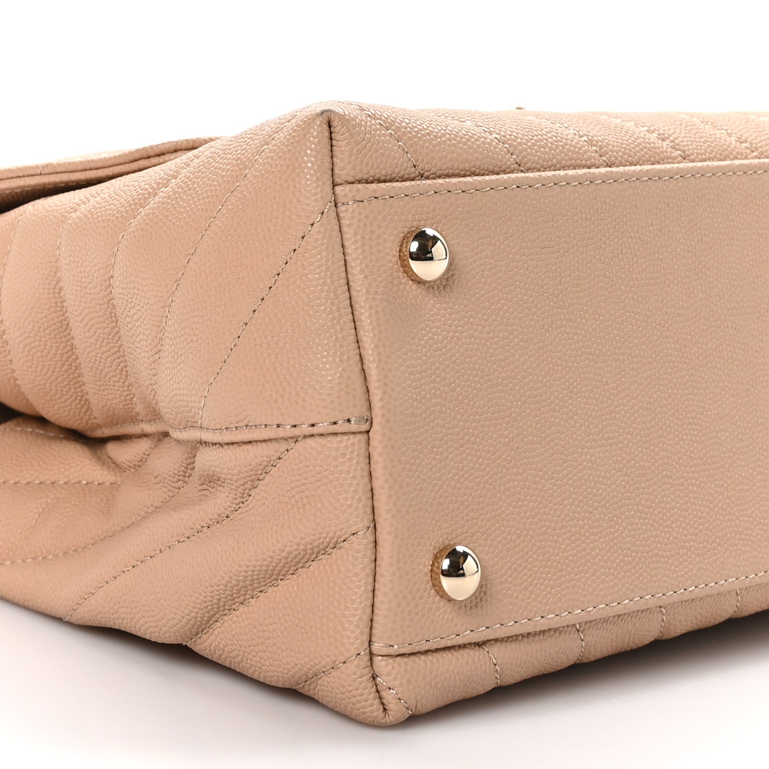 Chanel Caviar Chevron Quilted Small Coco Handle Flap Beige 9 of 11