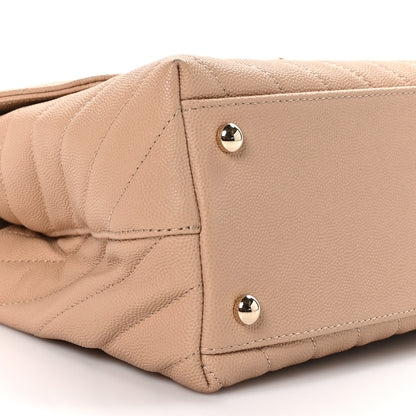 Chanel Caviar Chevron Quilted Small Coco Handle Flap Beige 9 of 11