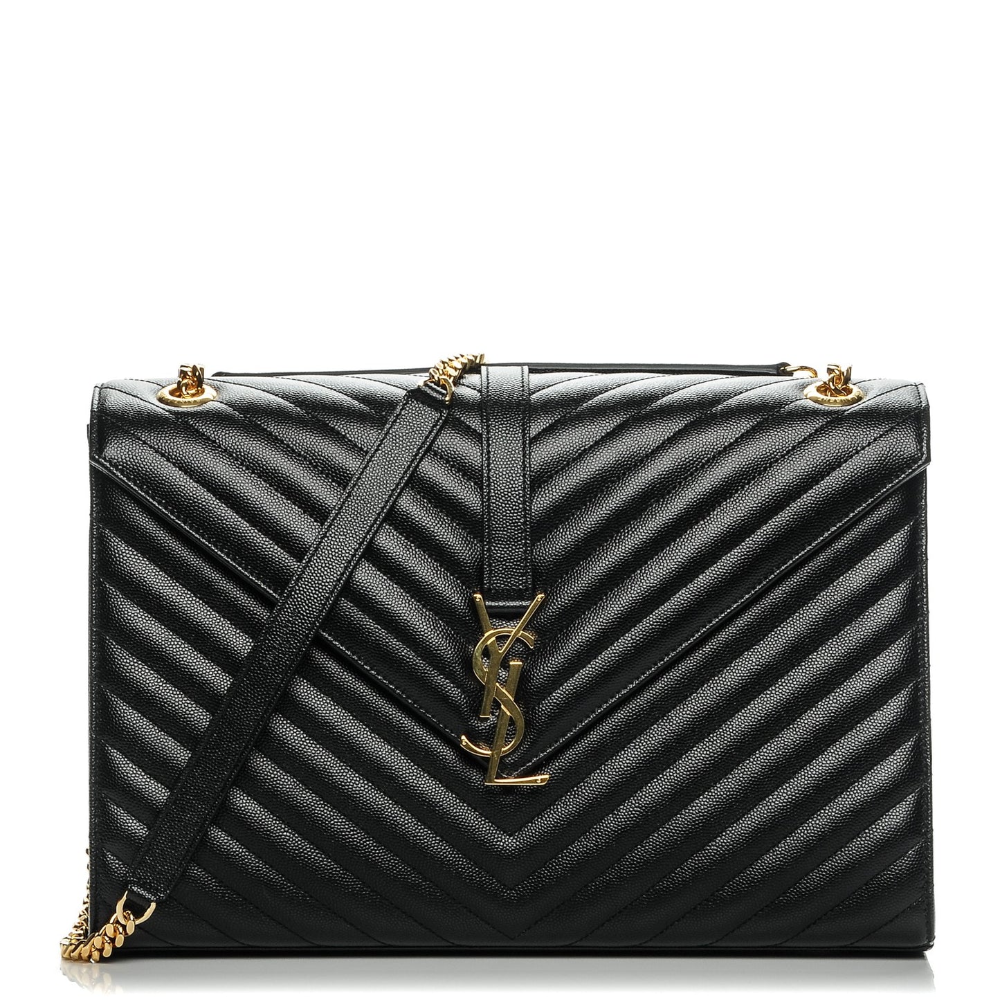 Grain De Poudre Matelasse Chevron Large Monogram Satchel Black
