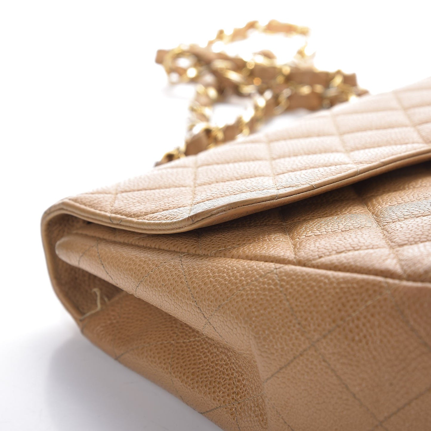 Caviar Quilted Jumbo Single Flap Beige