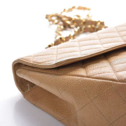 Chanel Caviar Quilted Jumbo Single Flap Beige 17 of 18