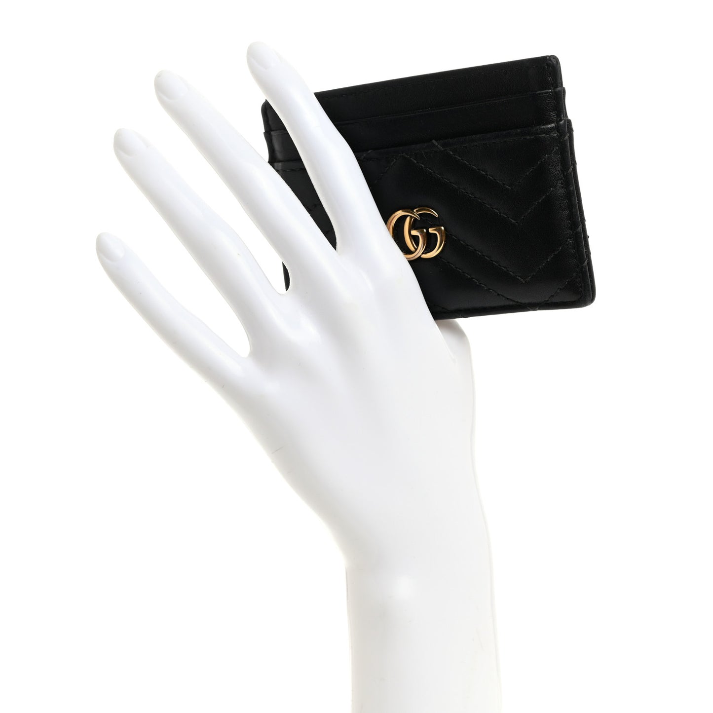 Calfskin Matelasse GG Marmont Card Holder Black