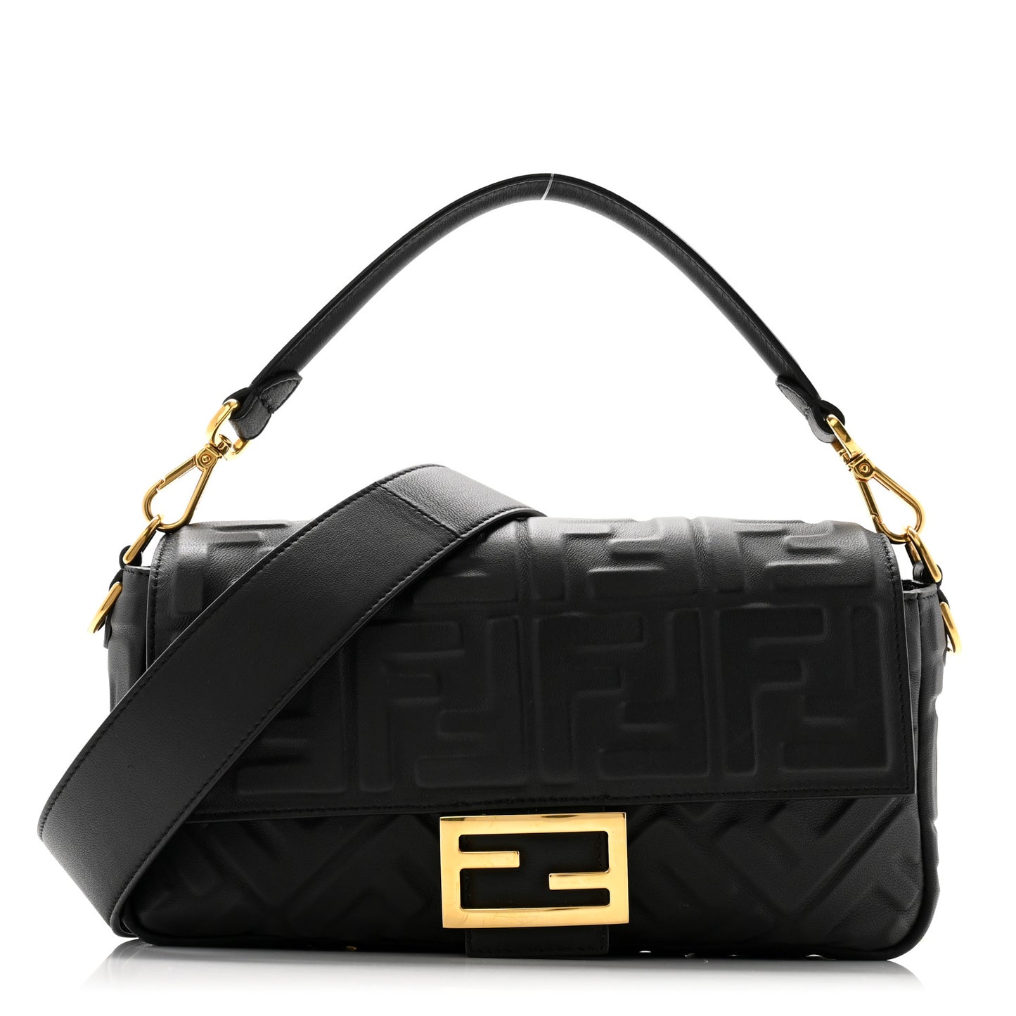 Nappa FF 1974 Embossed Baguette Black