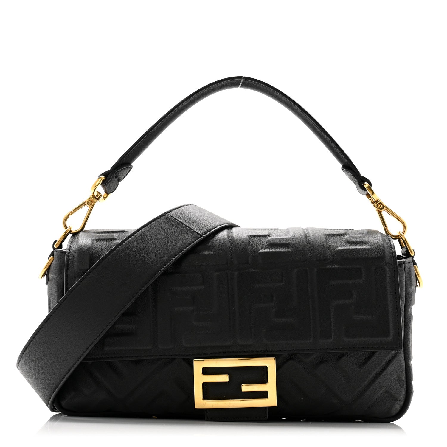 Fendi Nappa FF 1974 Embossed Baguette Black 1 of 10