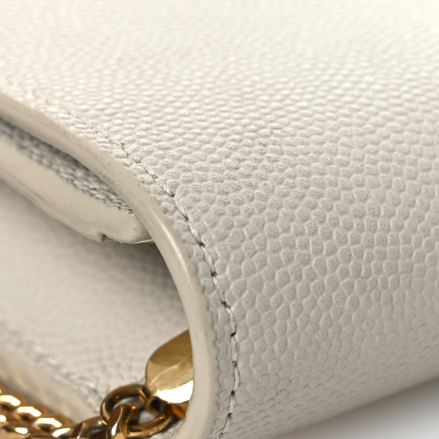 Saint Laurent Grain De Poudre Monogram Uptown Chain Wallet Dark Latte 14 of 17