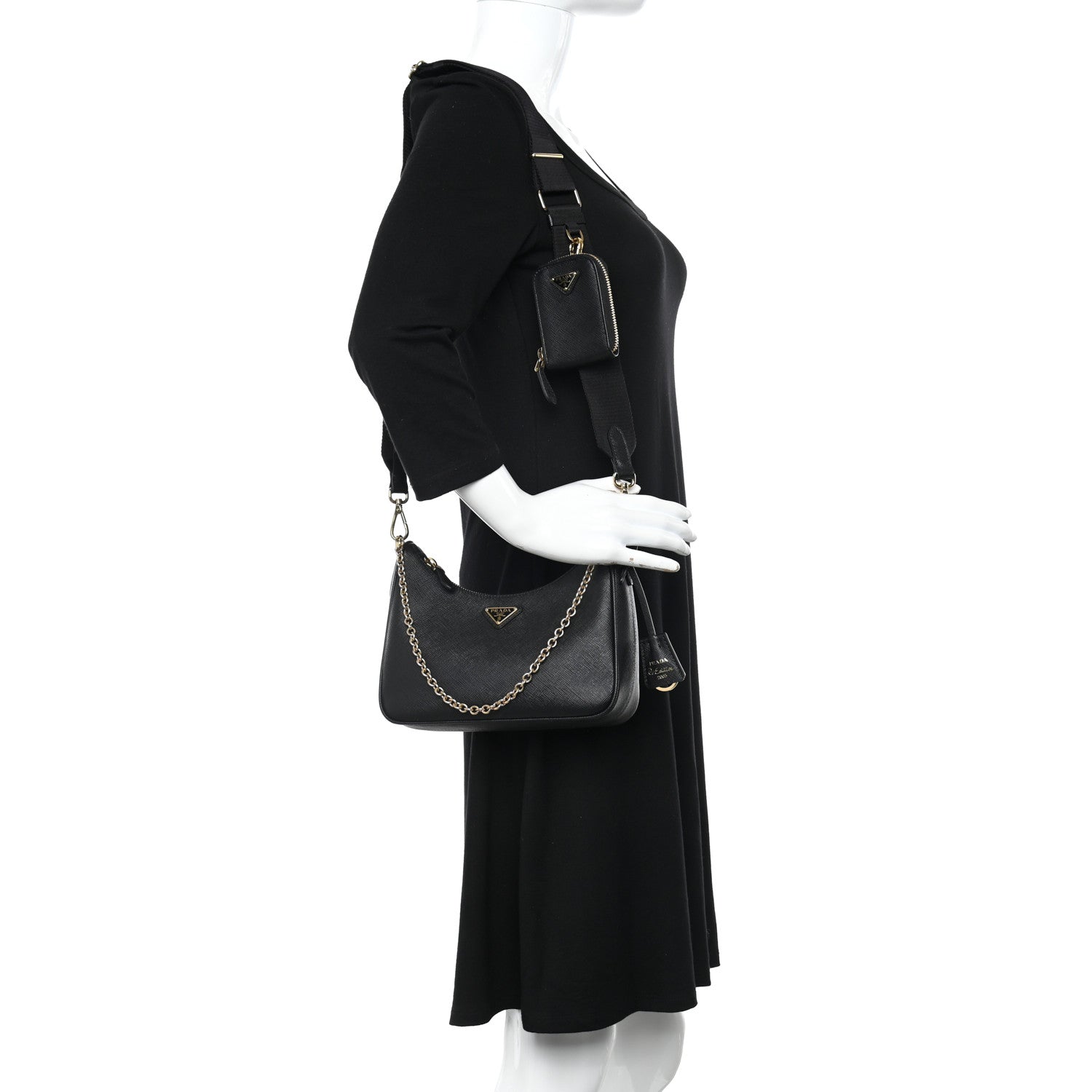Prada Saffiano Lux Re-Edition 2005 Shoulder Bag Black 2 of 11
