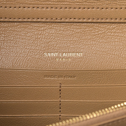 Saint Laurent Lambskin Diamond Quilted Becky Chain Wallet Natural Tan 6 of 11