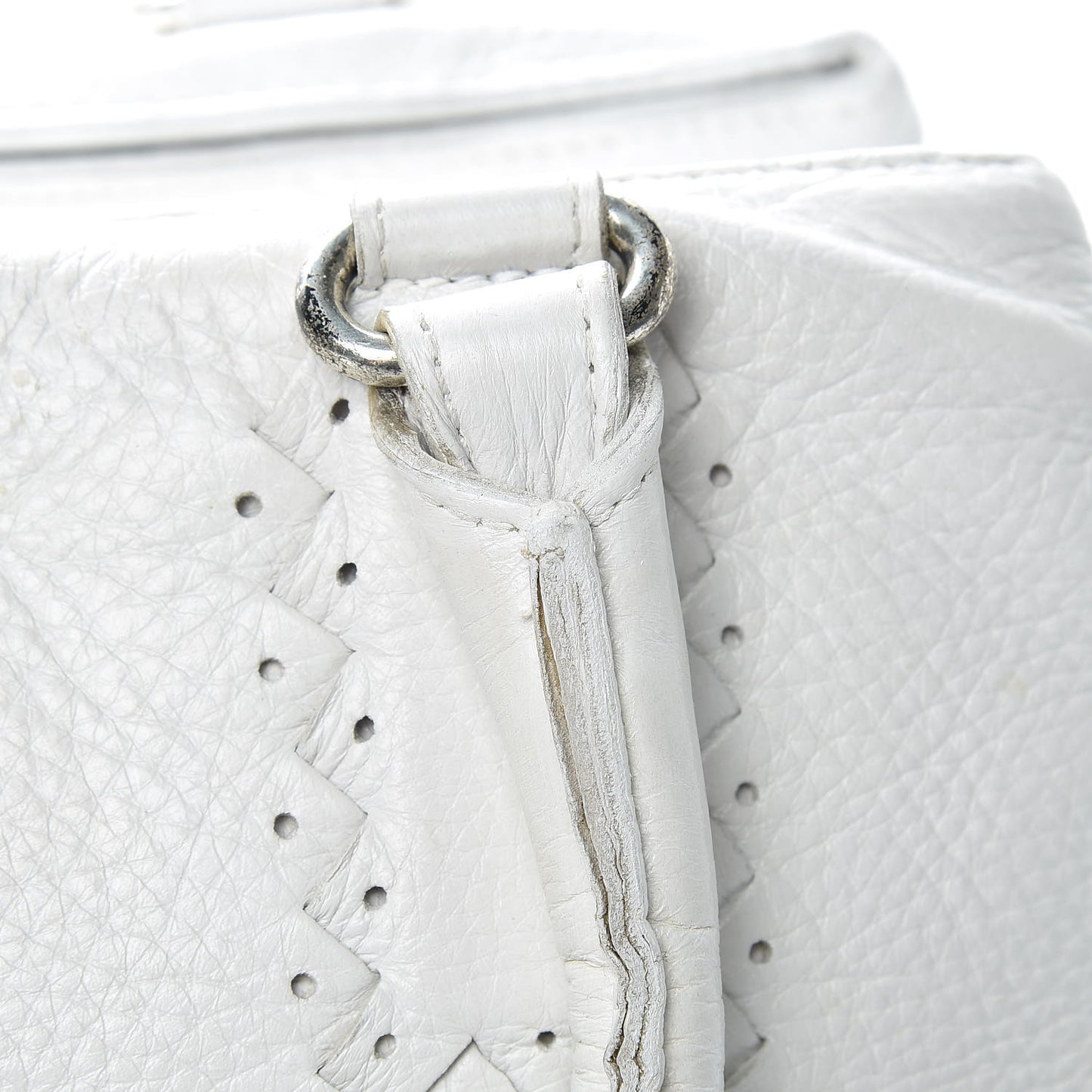 Cervo Deerskin Intrecciato Satchel White